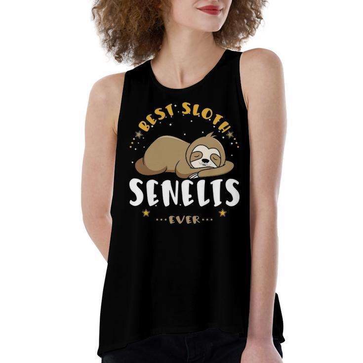 Senelis Grandpa Gift   Best Sloth Senelis Ever Women's Loose Fit Open Back Split Tank Top