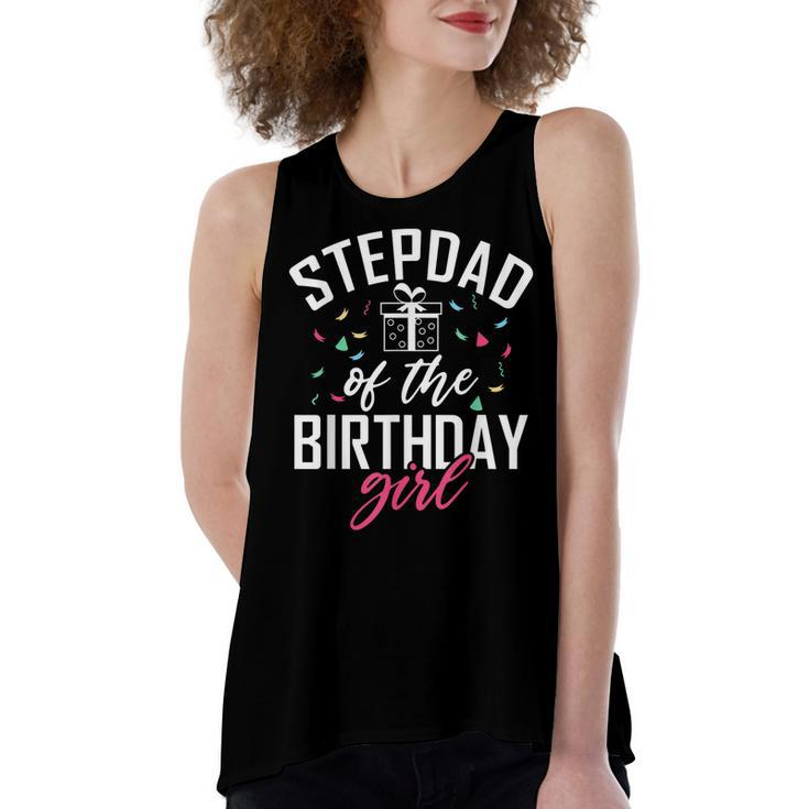 Stepdad Of The Birthday Girl Stepdaughter Stepfather  Women's Loose Fit Open Back Split Tank Top