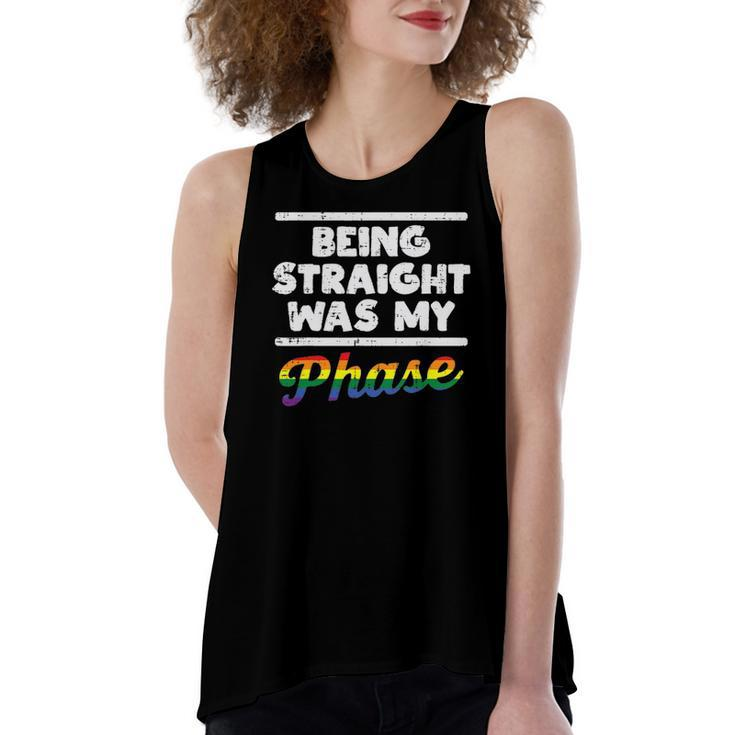 Being Straight Was My Phase Gay Rainbow Pride Flag Lgbtq Women's Loose Tank Top
