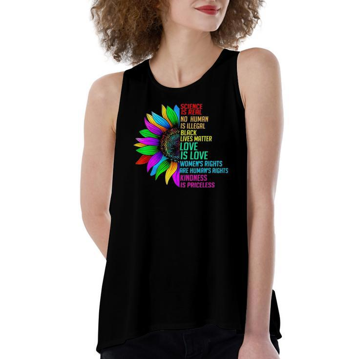 Sunflower Rainbow Science Is Real Black Lives Matter Lgbt Women's Loose Tank Top
