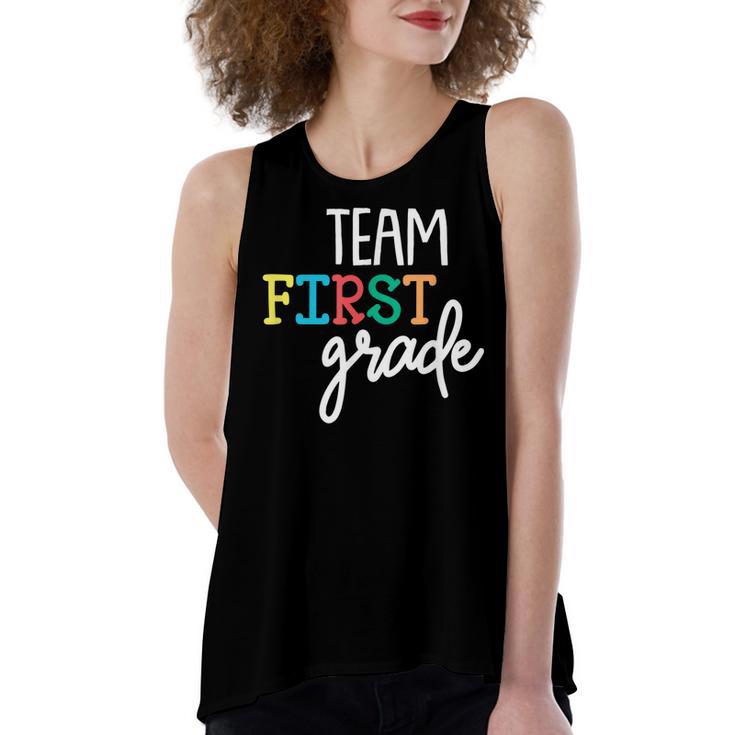 Team 1St First Grade T  Back To School Teacher Kids  Women's Loose Fit Open Back Split Tank Top