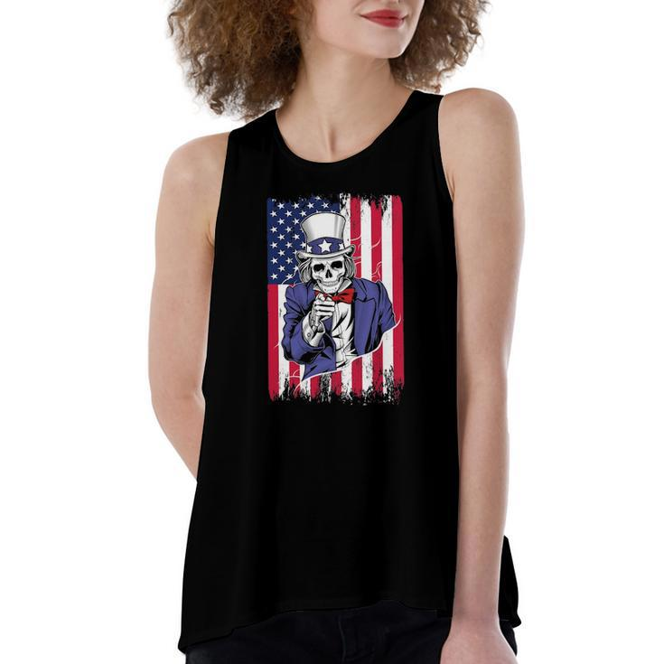 Uncle Sam Skeleton 4Th Of July For Boys And Girls Women's Loose Tank Top