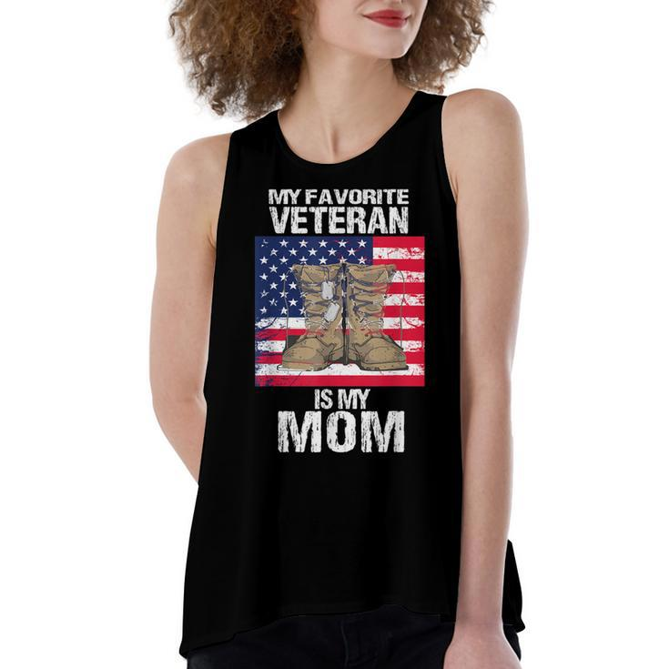 Veteran Mom Proud Son Kids Veterans Day Us Veteran Mother  Women's Loose Fit Open Back Split Tank Top