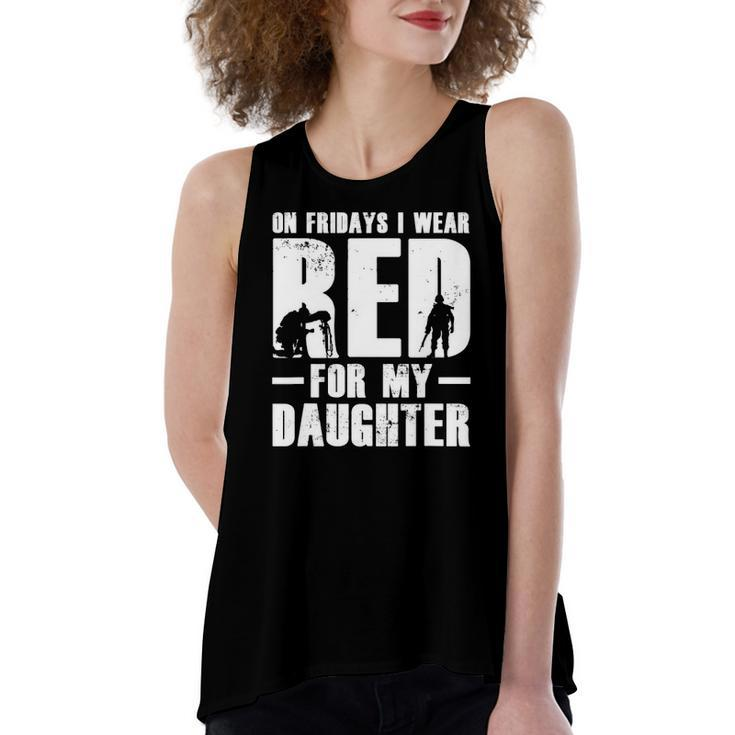 I Wear Red For My Daughter Military Red Flag Friday Women's Loose Tank Top