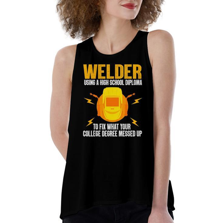 Welder Art For Steel Welding Migtig Welder Women's Loose Tank Top