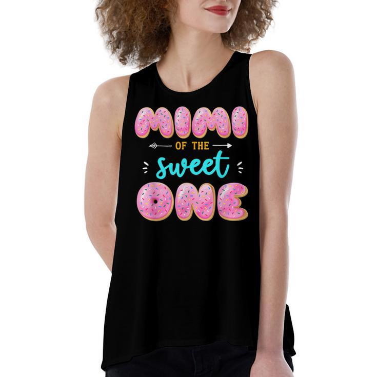 Women Mimi Of Sweet One First Birthday Matching Family Donut  Women's Loose Fit Open Back Split Tank Top