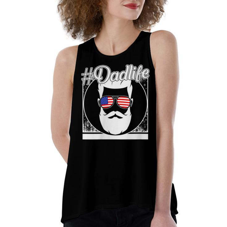 Womens 4Th Of July Dad Life Sunglasses American Father Independence  Women's Loose Fit Open Back Split Tank Top