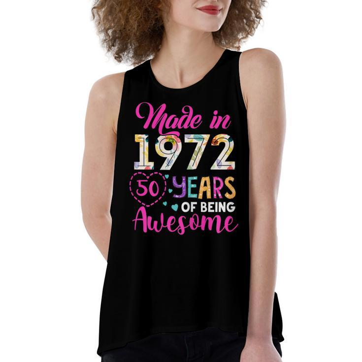 Womens 50 Year Of Being Awesome Made In 1972 Birthday Gifts Vintage  Women's Loose Fit Open Back Split Tank Top