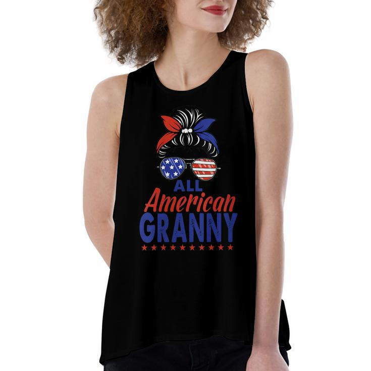 Womens All American Granny Grandma Sunglasses Usa Flag 4Th Of July  Women's Loose Fit Open Back Split Tank Top