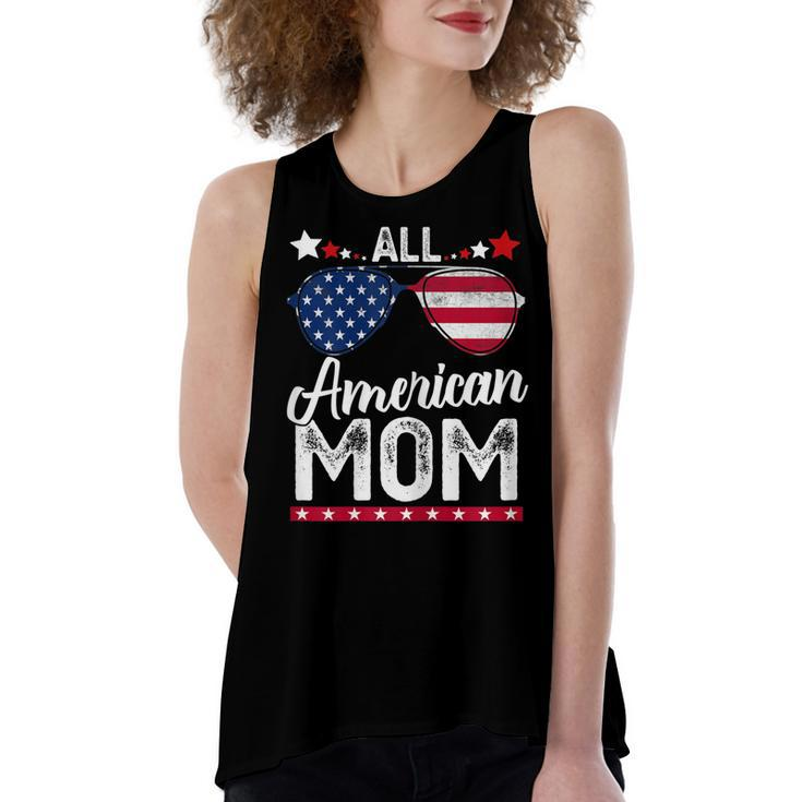 Womens All American Mom 4Th Of July  Mothers Day Women Mommy  Women's Loose Fit Open Back Split Tank Top