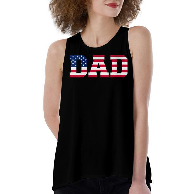 Womens American Dad Usa Independence Fathers Day 4Th Of July  Women's Loose Fit Open Back Split Tank Top