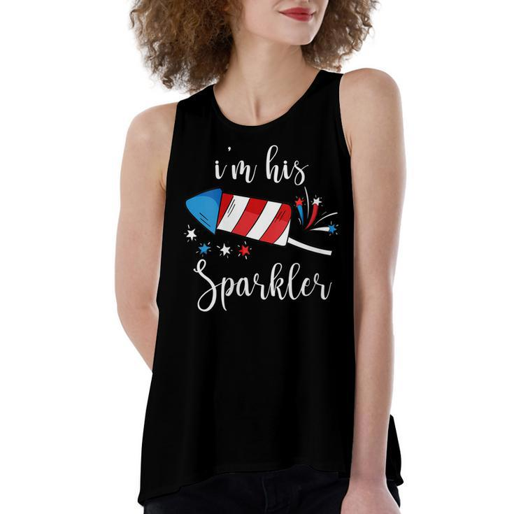Womens Im His Sparkler  Funny 4Th Of July  For Women  Women's Loose Fit Open Back Split Tank Top