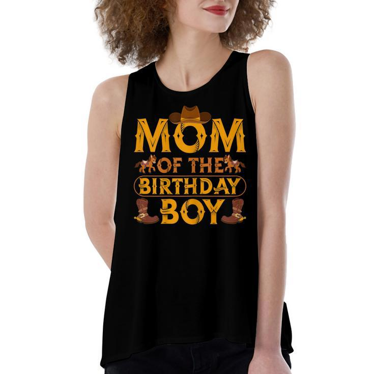 Womens Mom Of The Birthday Boy Cowboy Western Theme Birthday Party  Women's Loose Fit Open Back Split Tank Top