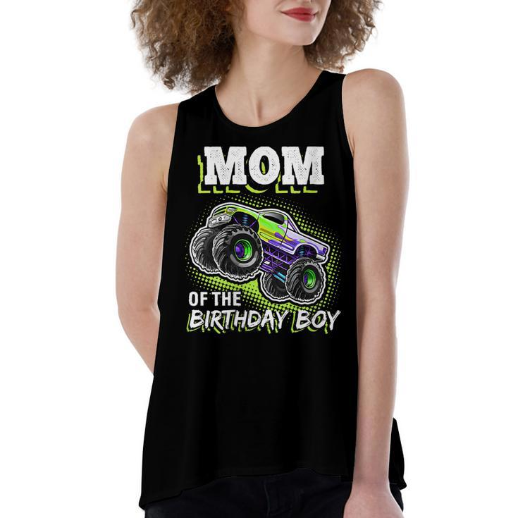 Womens Mom Of The Birthday Boy Monster Truck Birthday Novelty Gift  Women's Loose Fit Open Back Split Tank Top