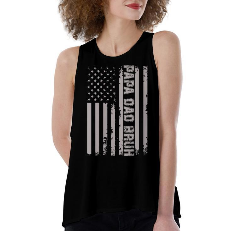 Womens Papa Dad Bruh Fathers Day 4Th Of July Us Flag Vintage 2022 Women's Loose Fit Open Back Split Tank Top