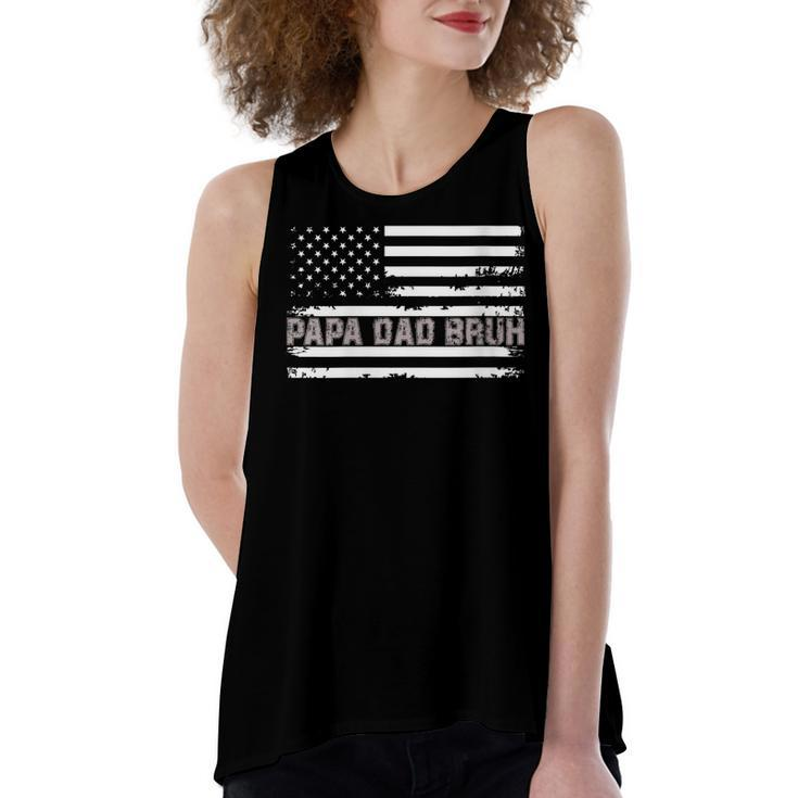 Womens Papa Dad Bruh Fathers Day 4Th Of July Us Flag Vintage 2022  Women's Loose Fit Open Back Split Tank Top