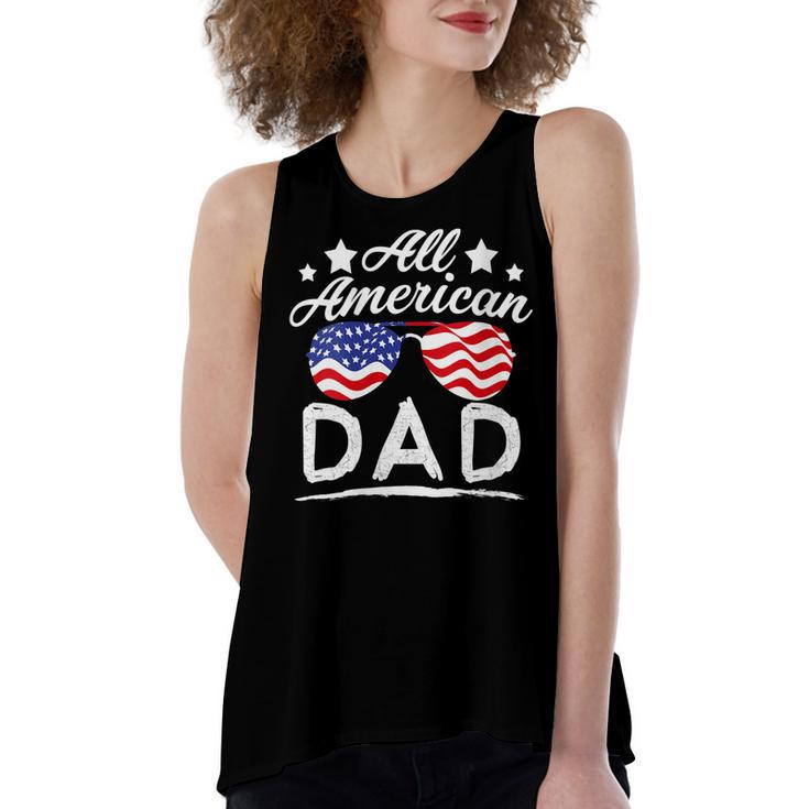 Womens Patriotic All American Dad Father 4Th Of July Dad  Women's Loose Fit Open Back Split Tank Top