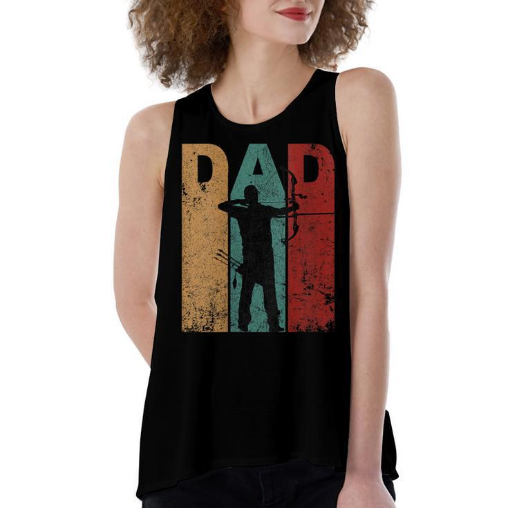 Womens Vintage Archery Dad Fathers Day Archer Daddy 4Th Of July  Women's Loose Fit Open Back Split Tank Top