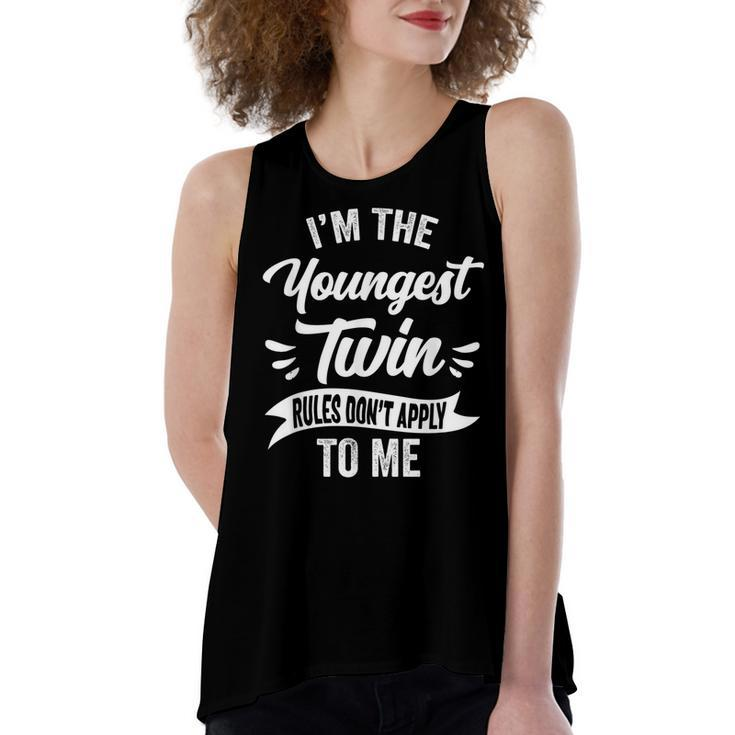 Youngest Twin Sister Brother Sibling Funny Birthday Twins  Women's Loose Fit Open Back Split Tank Top