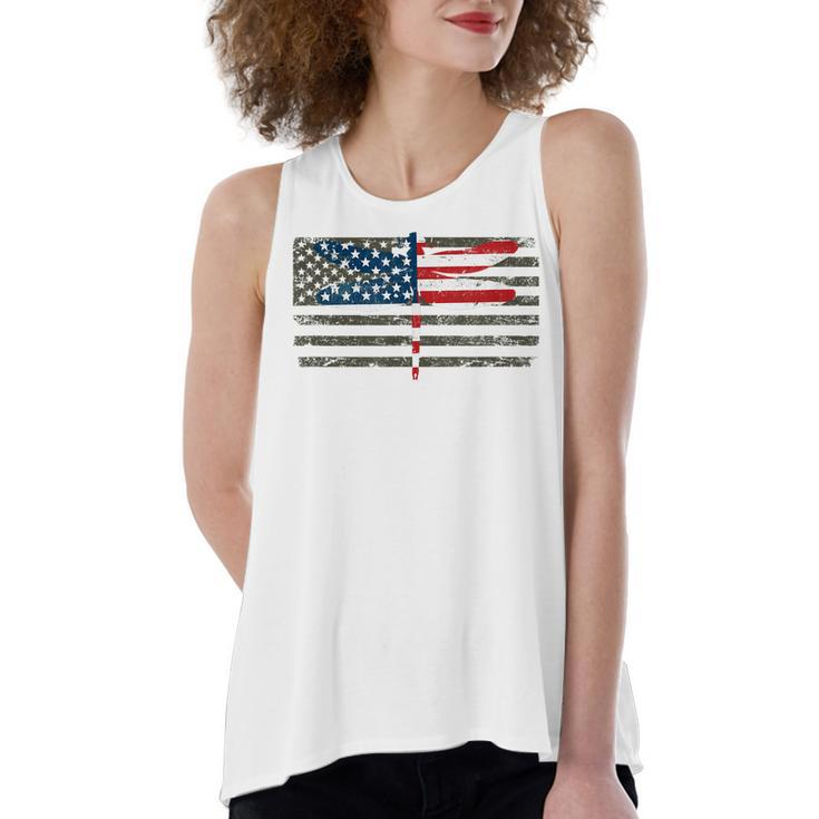 4Th Of July Dragonfly  Patriotic Us American Flag  Women's Loose Fit Open Back Split Tank Top