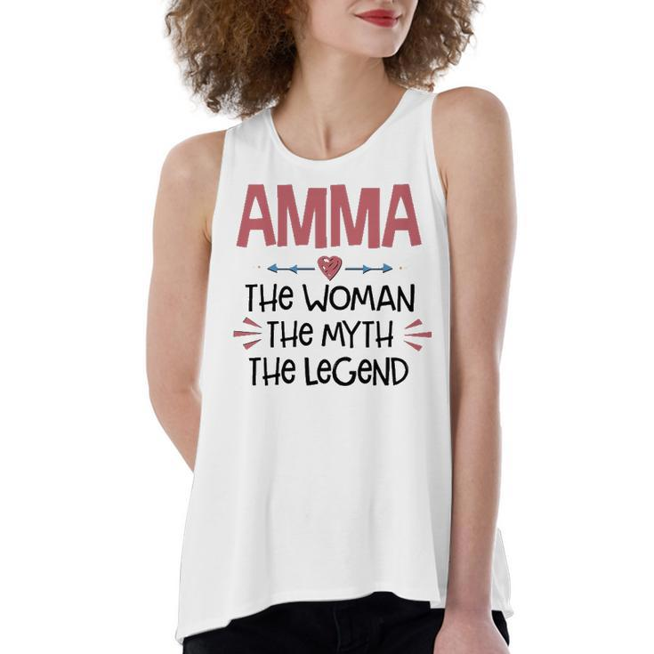 Amma Grandma Gift  Amma The Woman The Myth The Legend Women's Loose Fit Open Back Split Tank Top