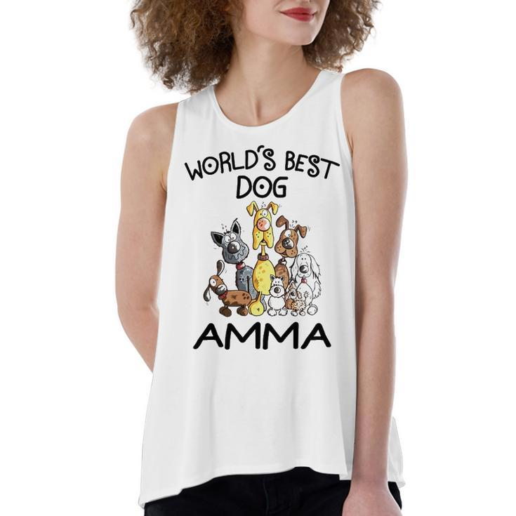 Amma Grandma Gift   Worlds Best Dog Amma Women's Loose Fit Open Back Split Tank Top