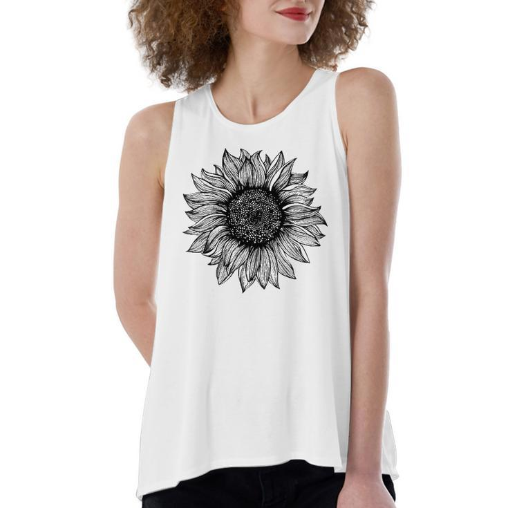 Be Kind Sunflower Minimalistic Flower Plant Artwork Women's Loose Fit Open Back Split Tank Top