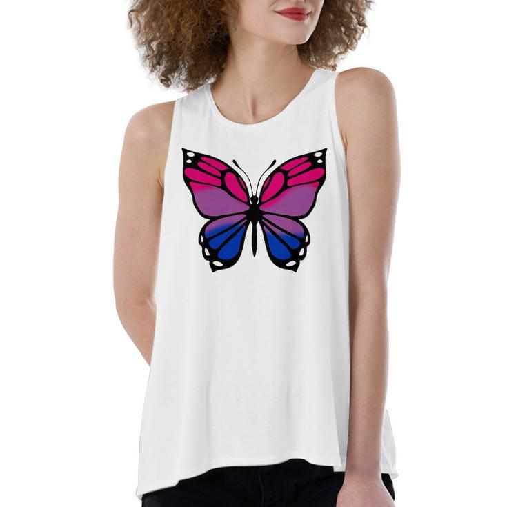 Butterfly With Colors Of The Bisexual Pride Flag Women's Loose Fit Open Back Split Tank Top