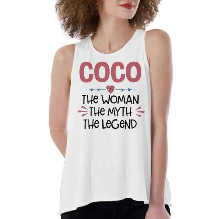 Coco Grandma Gift Coco The Woman The Myth The Legend Women's Loose Fit Open Back Split Tank Top