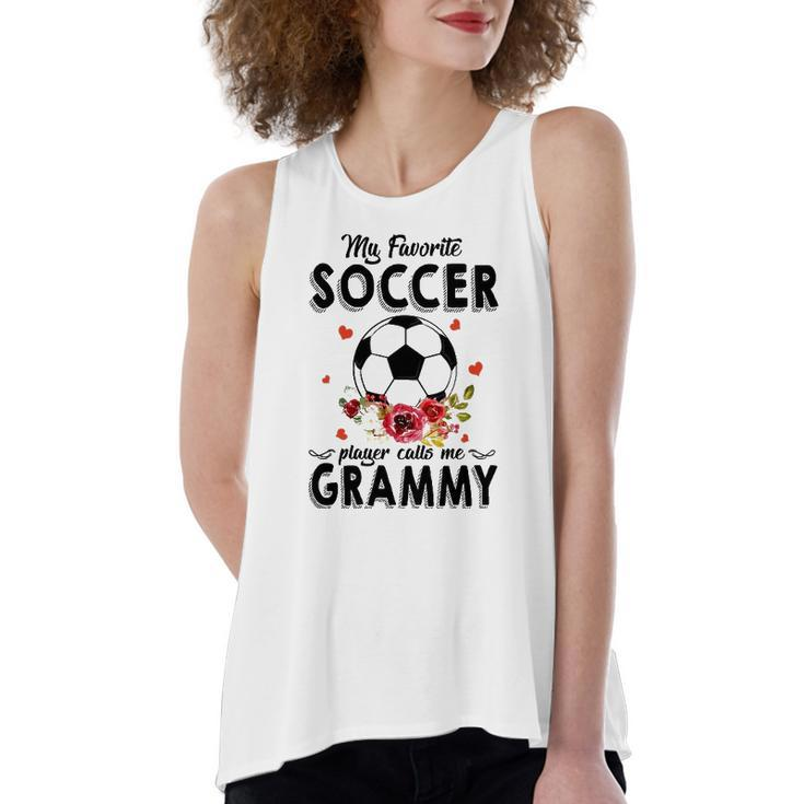 My Favorite Soccer Player Calls Me Grammy Flower Women's Loose Tank Top