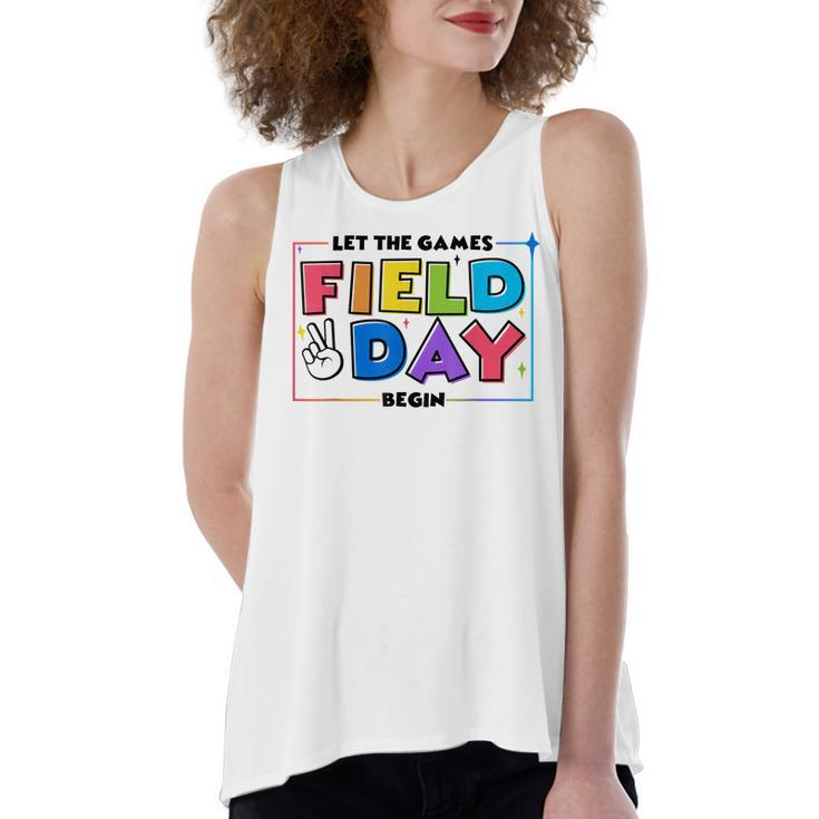 Field Day Let The Games Begin For Kids Boys Girls & Teachers  V2 Women's Loose Fit Open Back Split Tank Top
