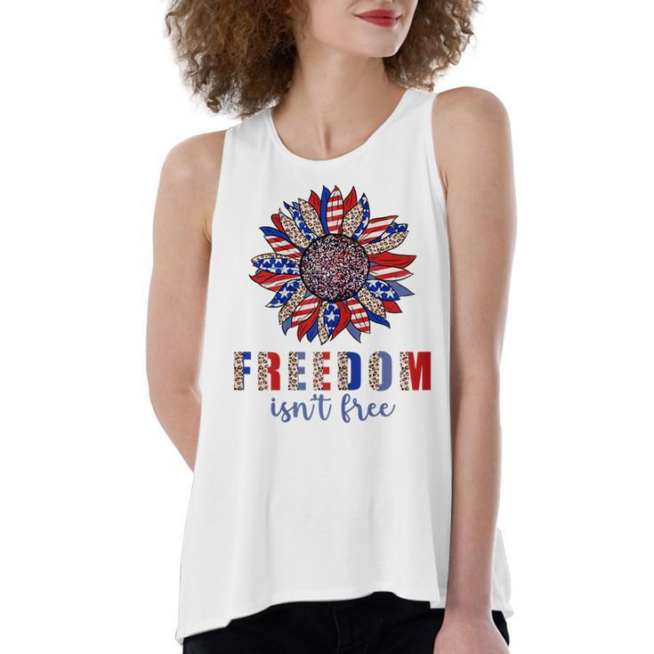 Freedom Isn’T Free Sunflower Memorial Day 4Th Of July Summer  Women's Loose Fit Open Back Split Tank Top