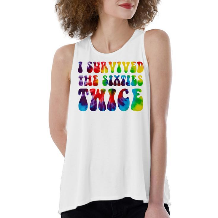 Funny I Survived The Sixties Twice  Birthday Gift 60S  Women's Loose Fit Open Back Split Tank Top