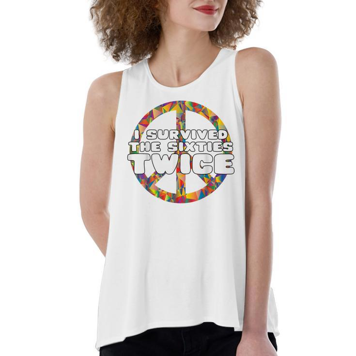 Funny Vintage I Survived The Sixties Twice Birthday  Women's Loose Fit Open Back Split Tank Top