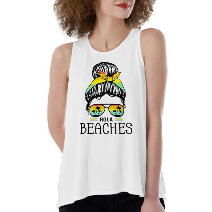 Hola Beaches Funny Beach Vacation Summer For Women Men Women's Loose Fit Open Back Split Tank Top
