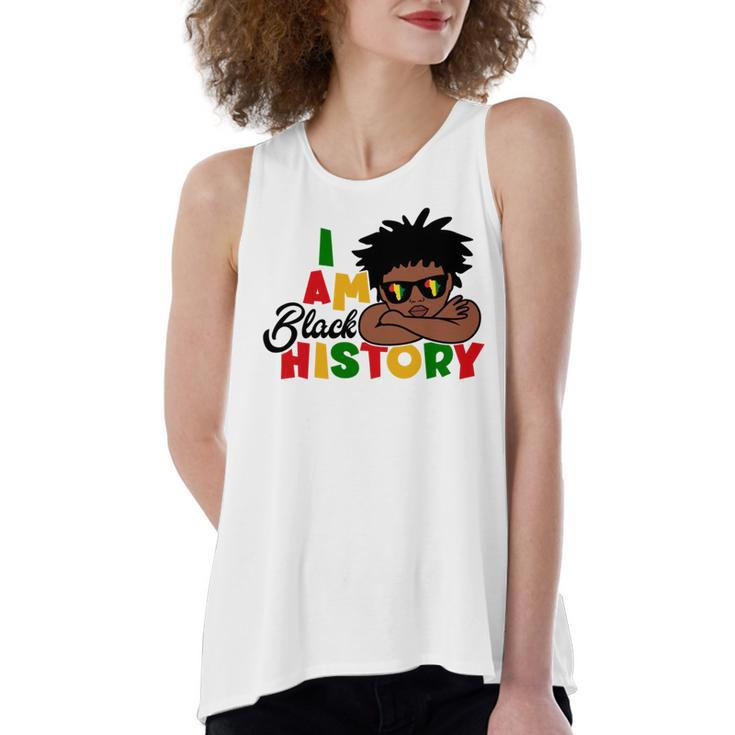 I Am Black History For Kids  Boys Black History Month Women's Loose Fit Open Back Split Tank Top