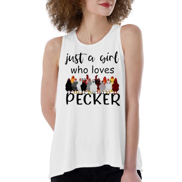 Just A Girl Who Loves Peckers 861 Shirt Women's Loose Fit Open Back Split Tank Top