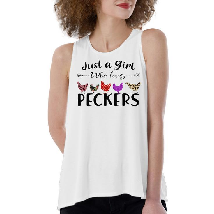Just A Girl Who Loves Peckers 863 Shirt Women's Loose Fit Open Back Split Tank Top