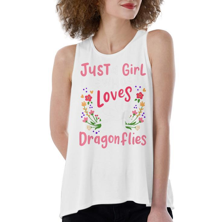Kids Dragonfly Just A Girl Who Loves Dragonflies  Women's Loose Fit Open Back Split Tank Top