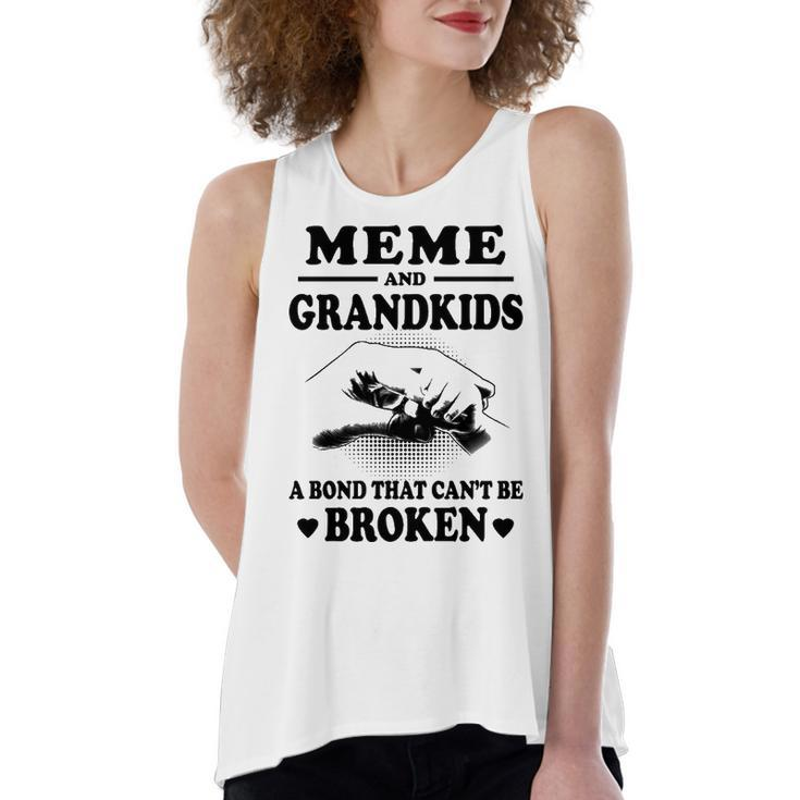 Meme Grandma Gift   Meme And Grandkids A Bond That Cant Be Broken Women's Loose Fit Open Back Split Tank Top