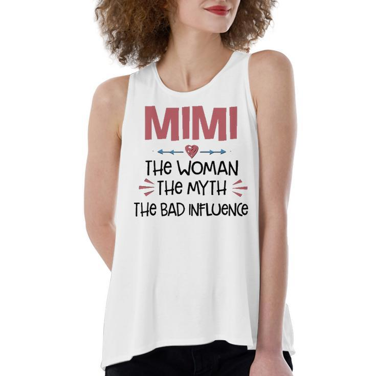 Mimi Grandma Gift   Mimi The Woman The Myth The Bad Influence Women's Loose Fit Open Back Split Tank Top