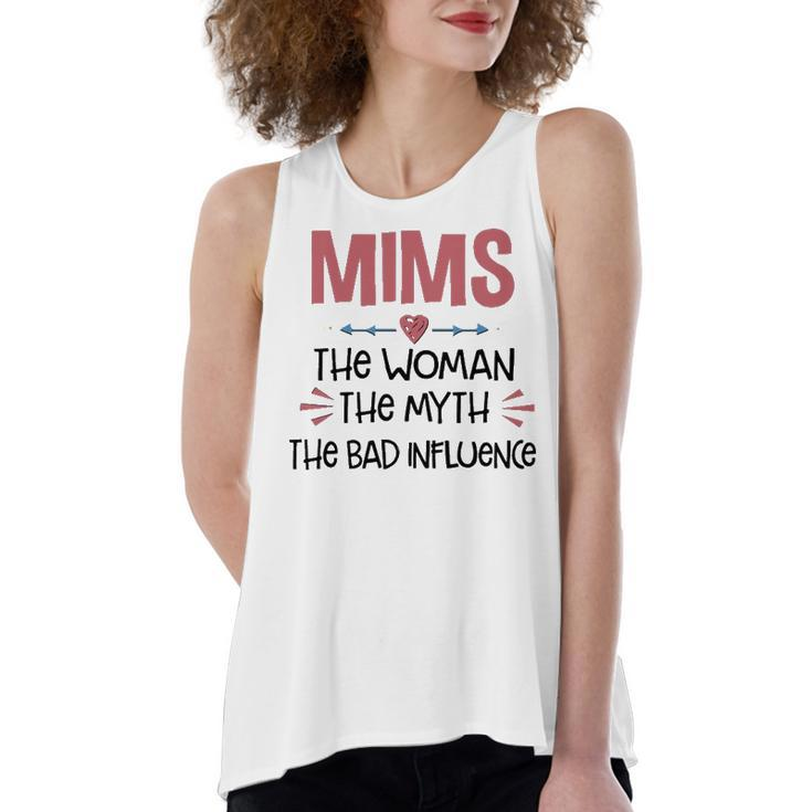 Mims Grandma Gift   Mims The Woman The Myth The Bad Influence Women's Loose Fit Open Back Split Tank Top