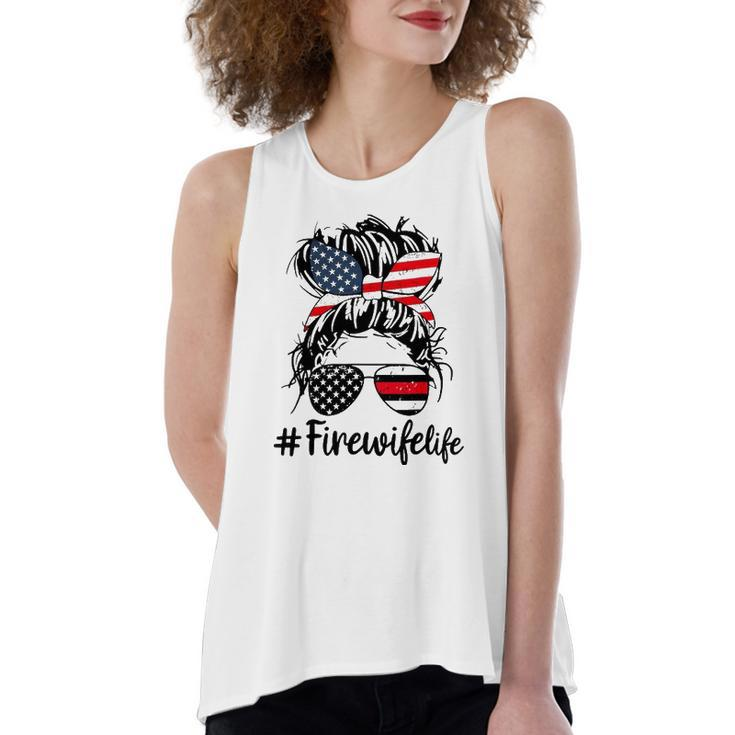 Mom Life And Fire Wife Firefighter Patriotic American Women's Loose Tank Top