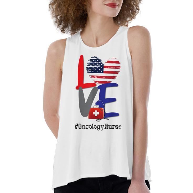 Oncology Nurse Rn 4Th Of July Independence Day American Flag  Women's Loose Fit Open Back Split Tank Top