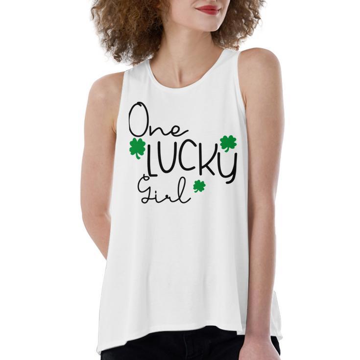 One Lucky Girl Funny St Patrick Day Women's Loose Fit Open Back Split Tank Top