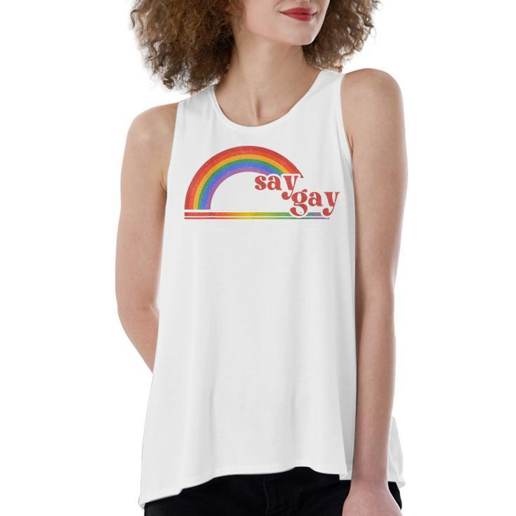 Rainbow Say Gay Protect Queer Kids Pride Month Lgbt  Women's Loose Fit Open Back Split Tank Top