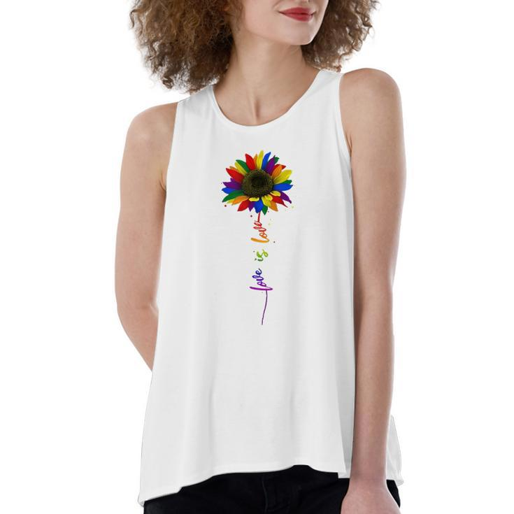 Rainbow Sunflower Love Is Love Lgbt Gay Lesbian Pride Women's Loose Tank Top