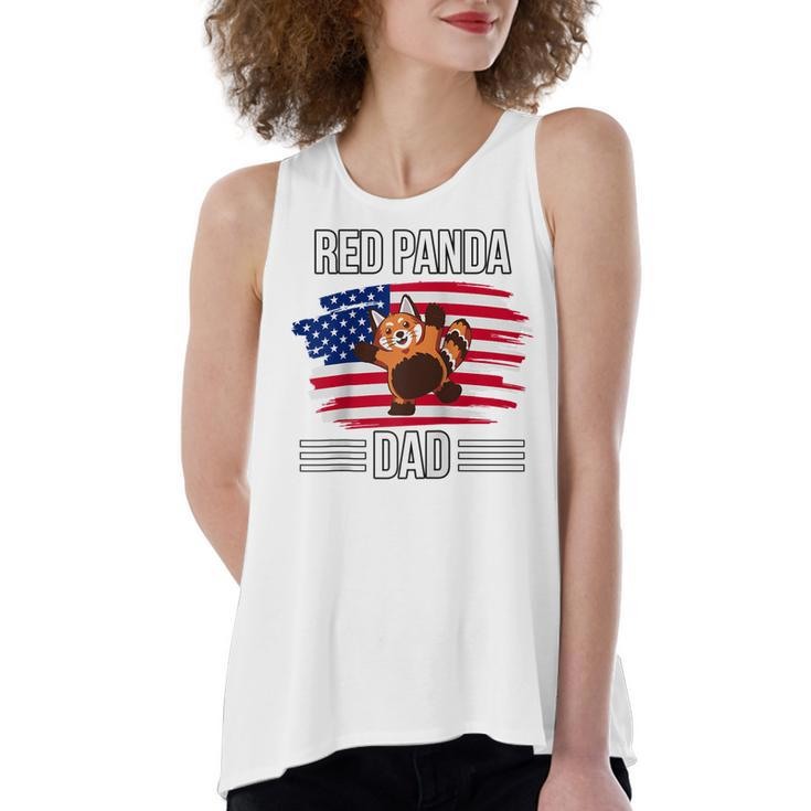 Red Panda Us Flag 4Th Of July Fathers Day Red Panda Dad  Women's Loose Fit Open Back Split Tank Top