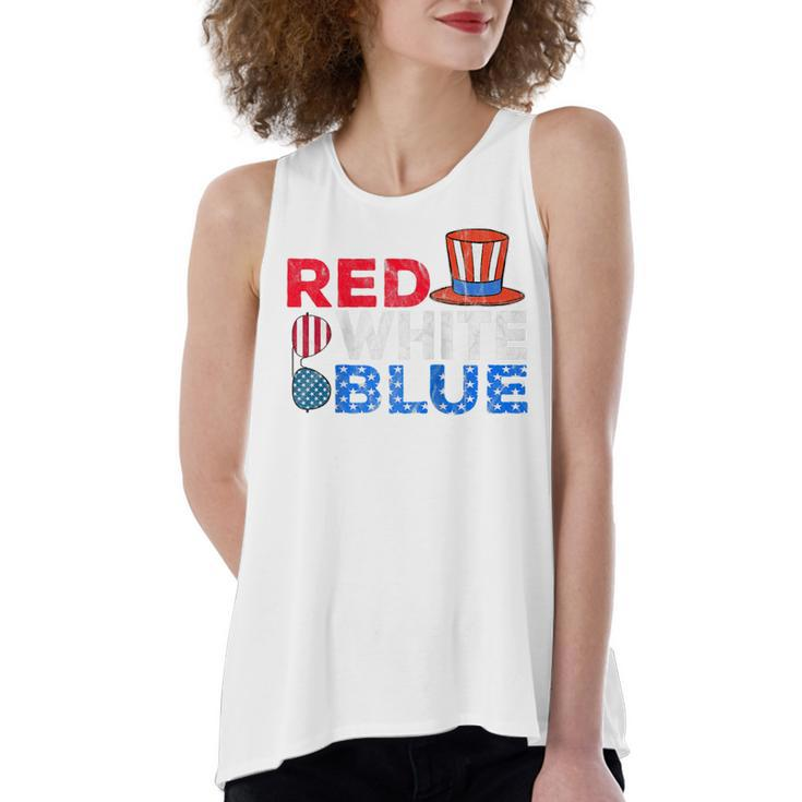 Red White Blue American Flag 4Th Of July Funny Gift Mom Dad  Women's Loose Fit Open Back Split Tank Top
