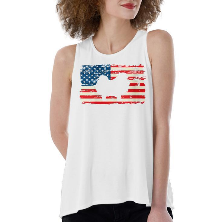 Womens Pomeranian  For Dog Mom Dog Dad Usa Flag 4Th Of July  Women's Loose Fit Open Back Split Tank Top